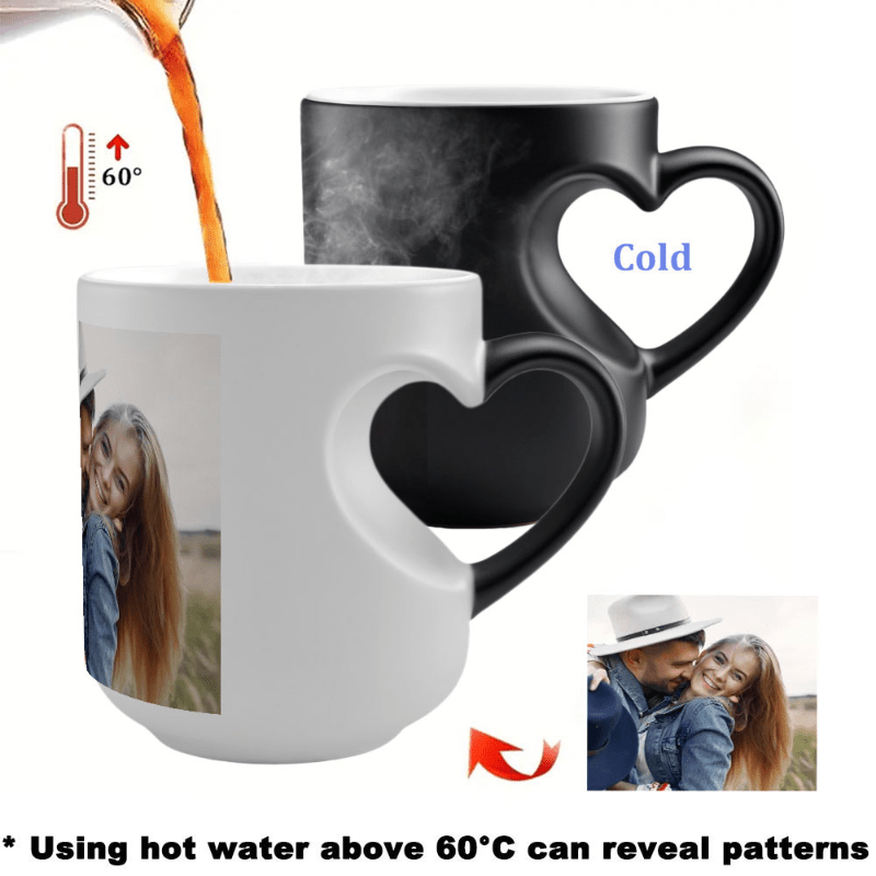 

1pc Mug - Personalized Color Changing Ceramic Coffee Cup, Heat Sensitive, Ideal For Christmas, Valentine's, Easter, & Father's Day Gifts