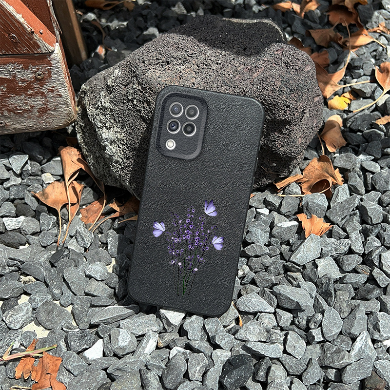 TEMU Phone Case - Compatible With For M22 M32 A22 4g F22 Premium Flexible Tpu Phone Case, Leather Texture, Shockproof Anti-fall Soft Cover, Lavender