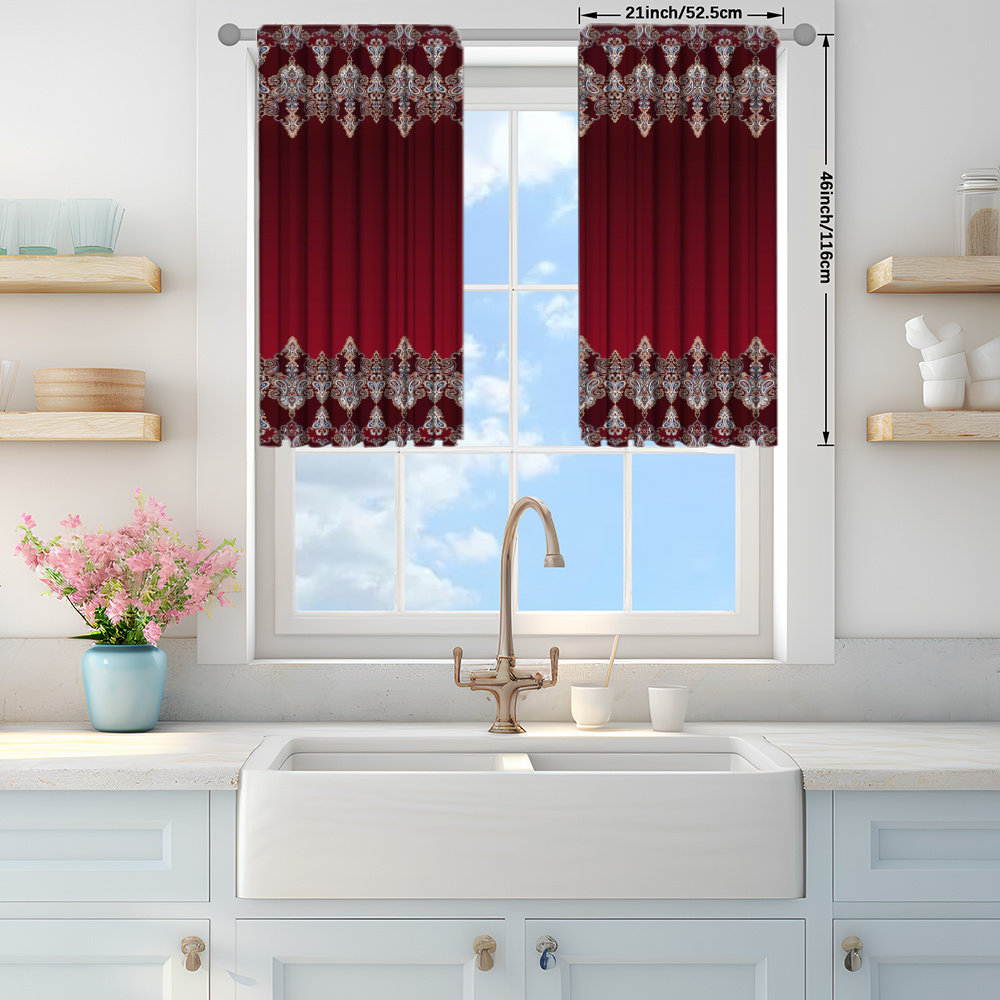TEMU 2pcs Luxury Semi- Thermal Insulated Privacy Curtain Panels - Modern Geometric Window Drapes Suitable For Bedroom,, Office,, Contemporary Brushed