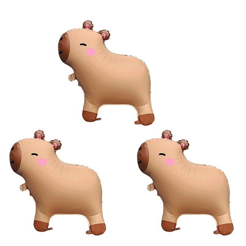 Image of 3pcs Standing Walking Capybara Shaped Balloons, Birthday Party Atmosphere Decorations, Gathering Event Gift Props, Indoor And Outdoor Room Decor For Christmas, Halloween