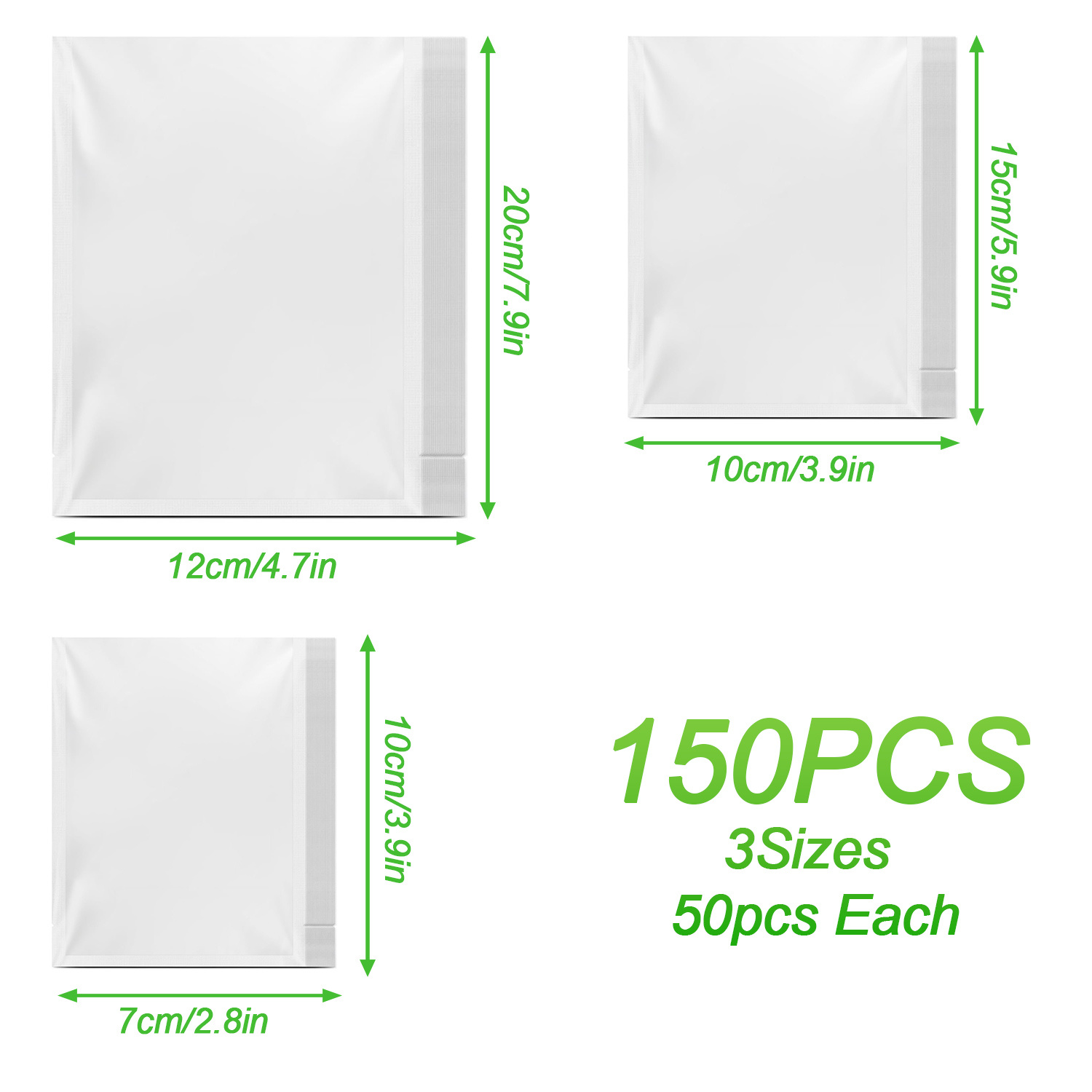 TEMU 150 Vacuum Sealing Bags, Consisting Of 50 Each Of 3 Types, Textured Food Storage Pouches Designed To Keep Grains, Meats, Fruits, And Vegetables