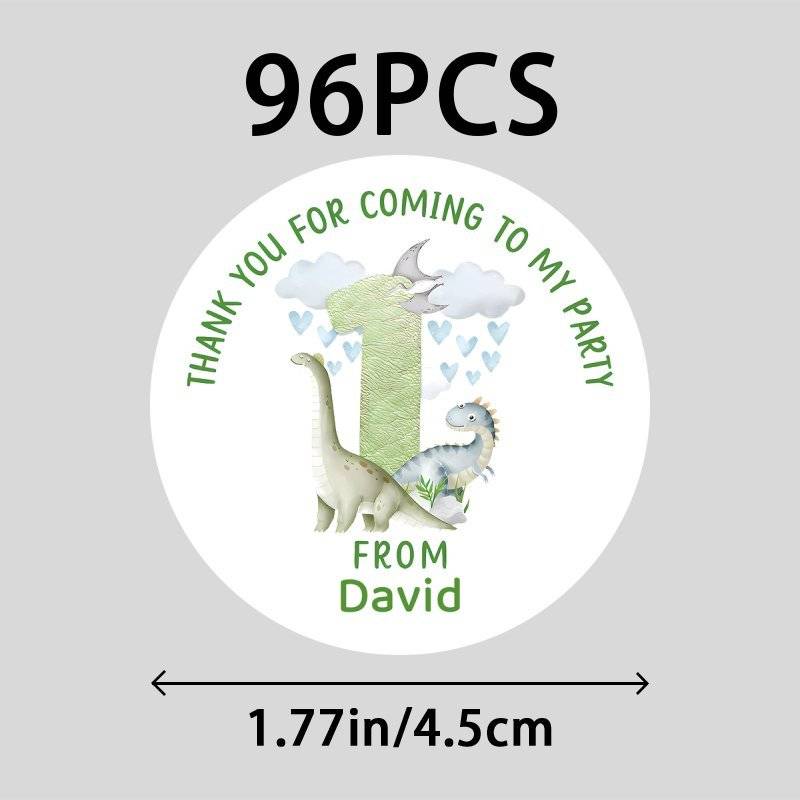 48 Dinosaur Personalised Birthday Party Bag Stickers – Sweet Cone Labels – Any Age