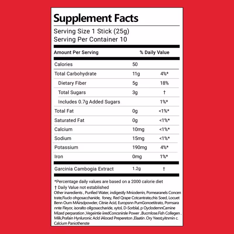 10 sticks cutting jelly by 1200mg pomegranate flavor skin support plant based ingredients contains wheat 2 years ideal for gift christmas Product details 5