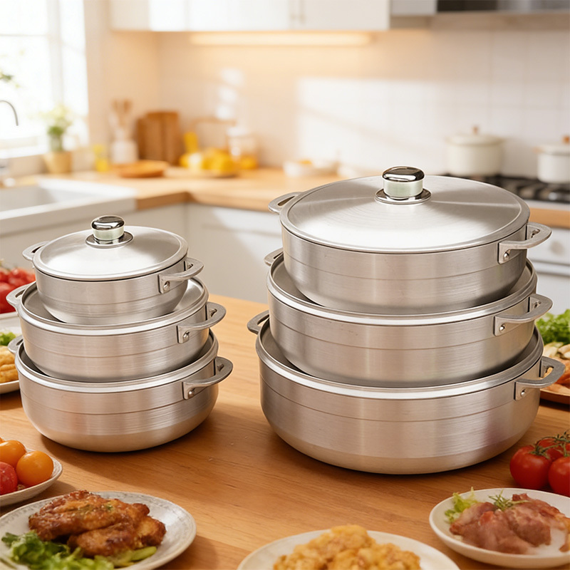 TEMU 12pcs Thickened Aluminum Cookware Set, Including And 6 Lids (7.87 Inches + 9.6 Inches + 10.43 Inches + 11.96 Inches + 12.91 Inches + 14.52