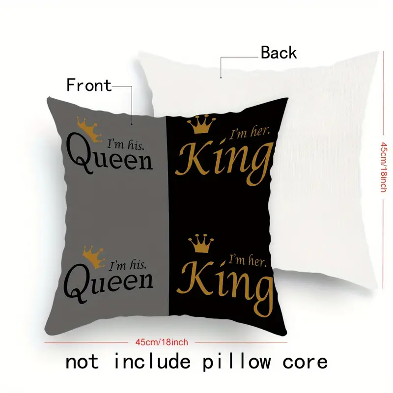 1pc queen and king pillowcase his hers royal couple gift i am king marriage decoration soft plush pillowcase with button closure elegant wedding or anniversary decoration suitable for valentines and qu valentines day gift wedding decor vintage design royal theme premium material hand wash only luxury bedding matching set romantic gift Product details 3