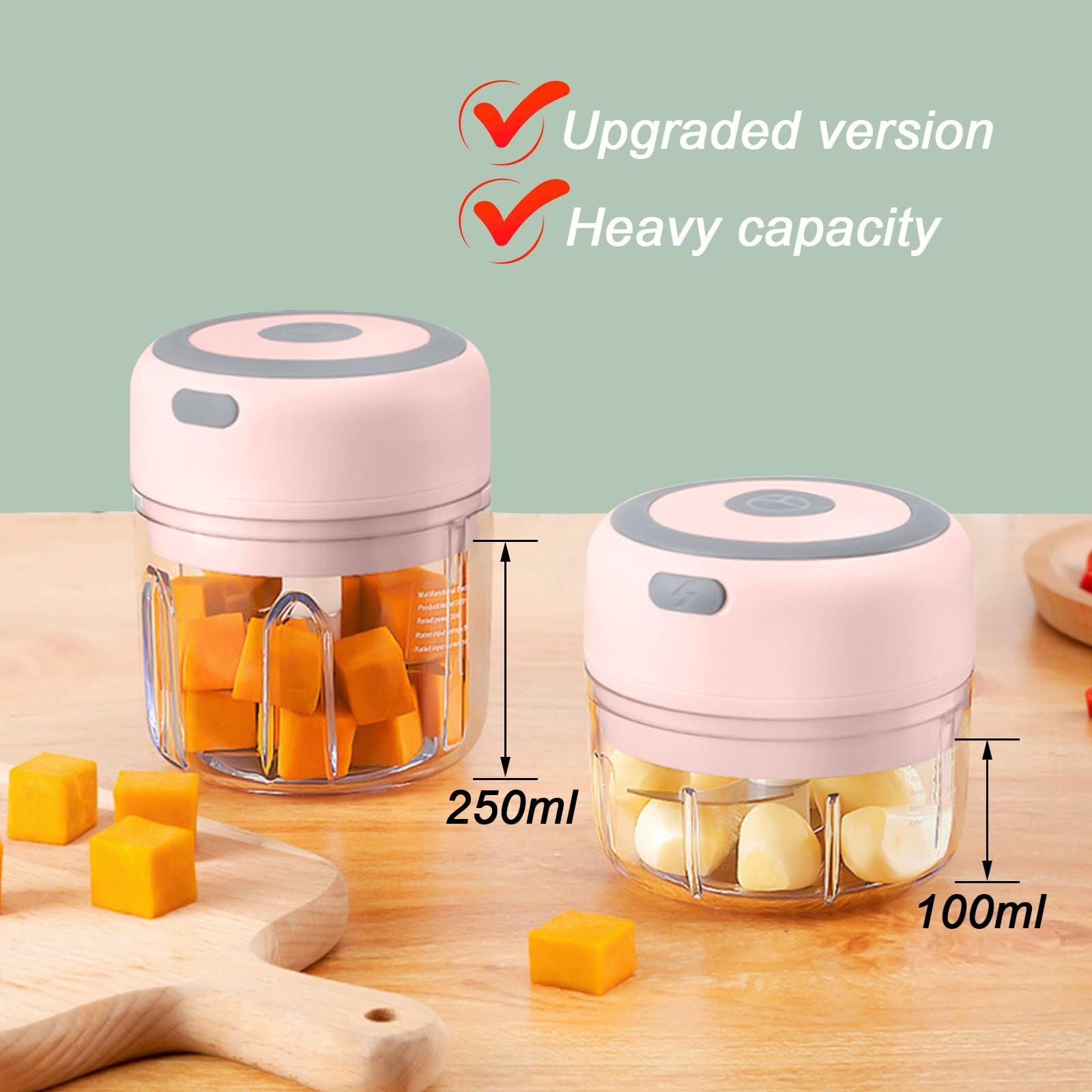 electric garlic chopper portable usb rechargeable garlic and vegetable chopper 250ml capacity vegetable blender food processor for ginger chili peppers minced meat fruits and more Product details 4