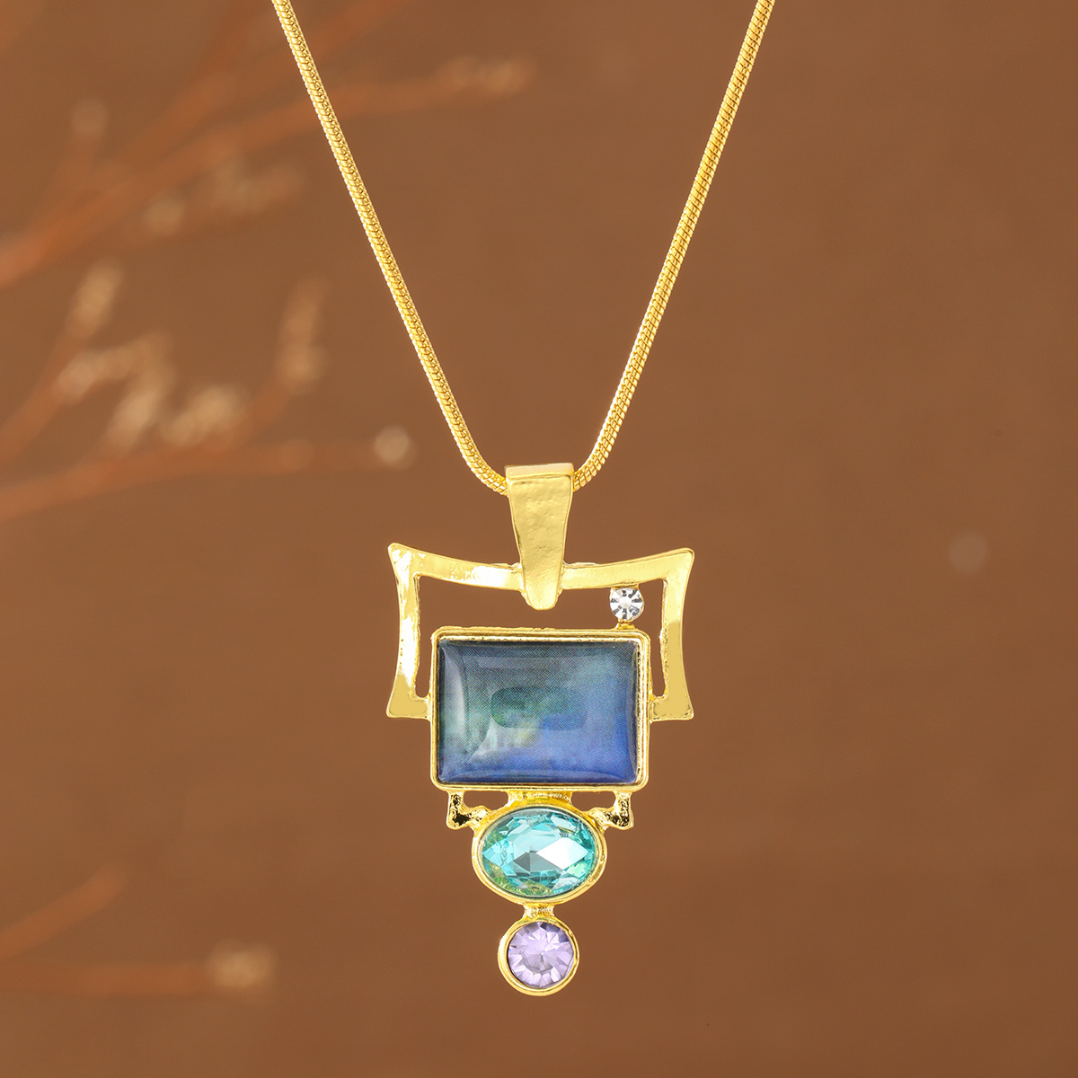 TEMU Jyxit Women's Plated Luxury Necklace - Synthetic Synthetic Zirconia Pendant With Geometric Frame & Suitable For Daily Wear, Parties, Vacations,