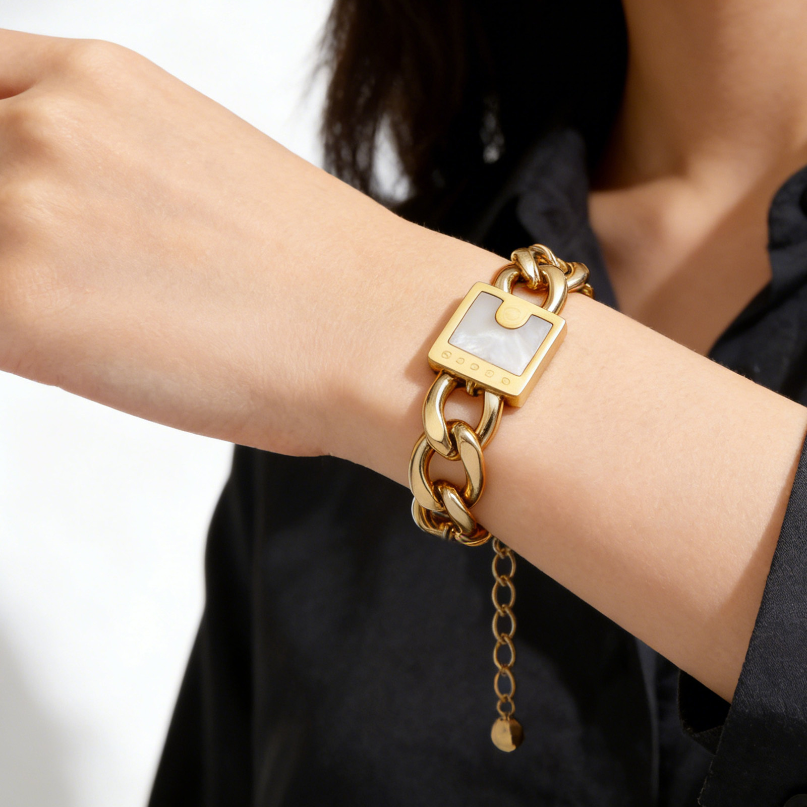 Image of Chunky Cuban Link Chain Bracelet Women Stainless Steel Charm Bracelet Fashion Accessory Gift