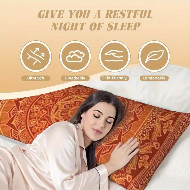 1pc antique mandala spice pillow cover 20x54 inch double sided print soft polyester fabric zipper closure machine washable ideal for sofa living room bedroom decor bedroom decor mandala pattern zippered pillowcase decorative pillows Product details 5