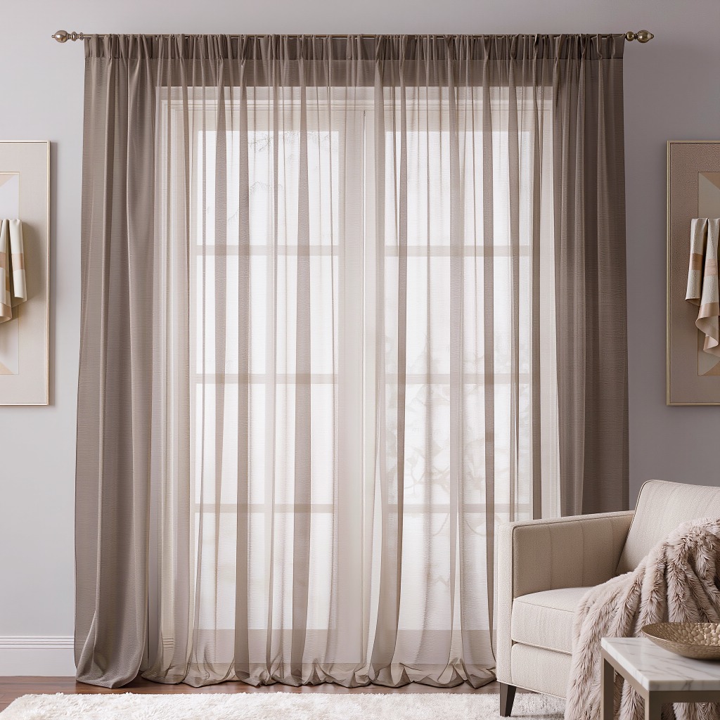 TEMU 2pcs Set Of Tea-colored Sheer Curtains, Home Window Drapes, Window Additions, Decorative Sheers, Suitable For Leisure Spaces, Partitioning,
