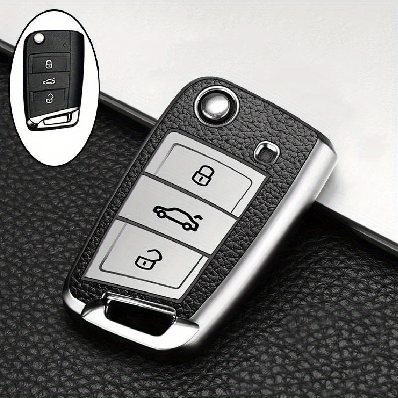 TEMU Étui pour Clé Flip Voiture pour Volkswagen 7 MK7 Tiguan MK2 Seat Leon FR Ibiza Skoda Octavia Accessoires