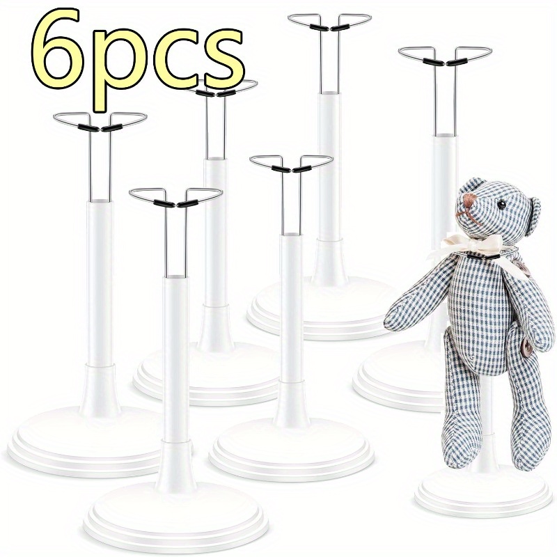6pcs Adjustable Doll Stand Holders with Sturdy Base - Portable Display Rack for Dolls, Teddy  , Action Figures - Compatible with, Compatible with, Home, Office, or Store Decoration - Easy Assembly (14-20cm, White), Home Decor Accessory,  , Durable Construction, Figure Holder, Retail Displays