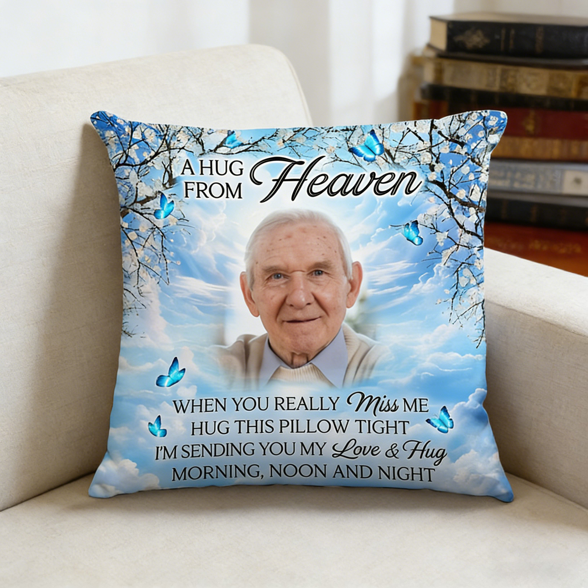TEMU 2d Flat - Personalized 2d Flat Pillowcase, Featuring ' Embrace', Designed To Commemorate Family Memories. Made Of Soft Short Plush With Zipper