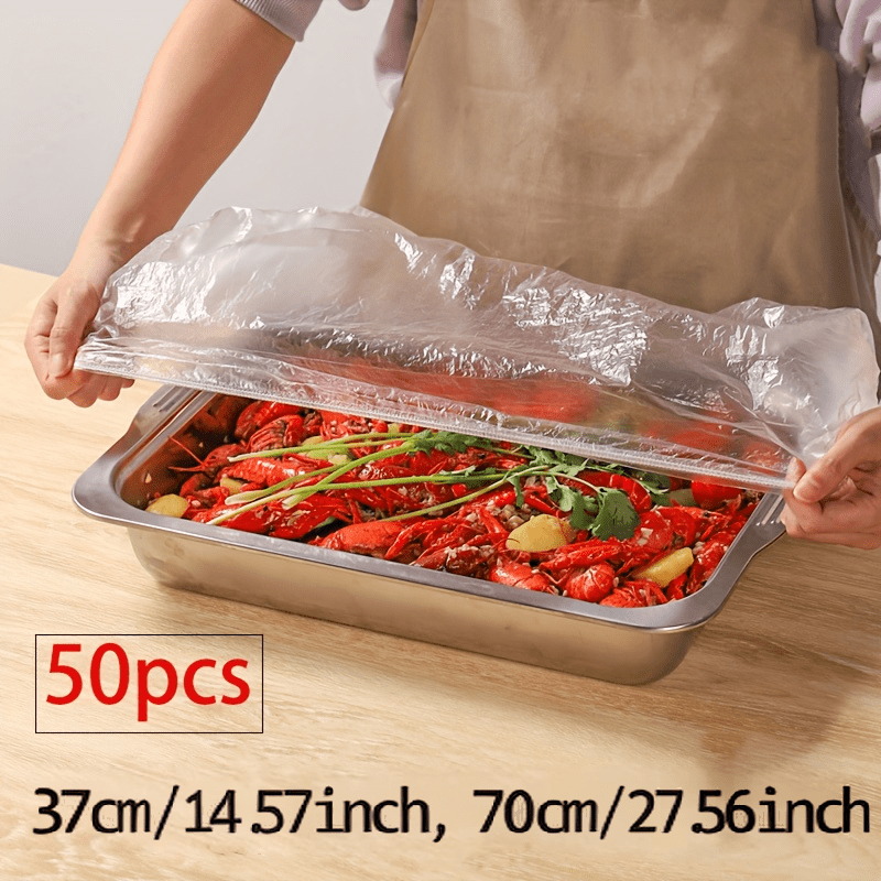 50pcs food grade baking tray fresh keeping film   with   kitchen 37cm 14 57inch 70  56inch 3 styles   multi purpose   kitchen membrane dust proof suitable for   kitchen storage solution