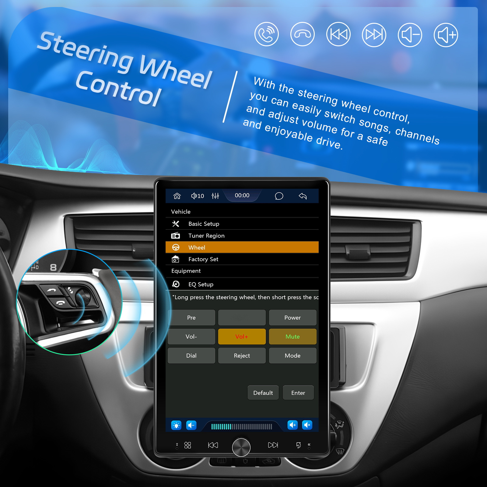 PODOFO Single Din Car Radio with Wireless Carplay Android Auto, 10.4 Inch Vertical Touch Screen Car Stereo with Mirror Link, FM/ RDS Radio, Car Radio Audio Receivers with Steering Wheel Control EQ AUX/ USB+Mic, Incar Entertainment, Driving Multimedia, Modern Car Tech, Sleek Car Display, Advanced Connectivity, Highresolution Screen, Carplay Compatible, Techsavvy Drivers, Road Trip Lovers