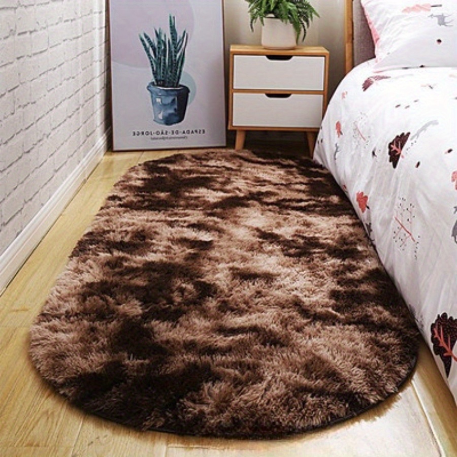 TEMU 1pc Oval Fuzzy Carpet - Multiple Colors And Sizes - Indoor Carpet - Light - Anti-slip Absorbent - Home Decoration - Suitable For Bedrooms And