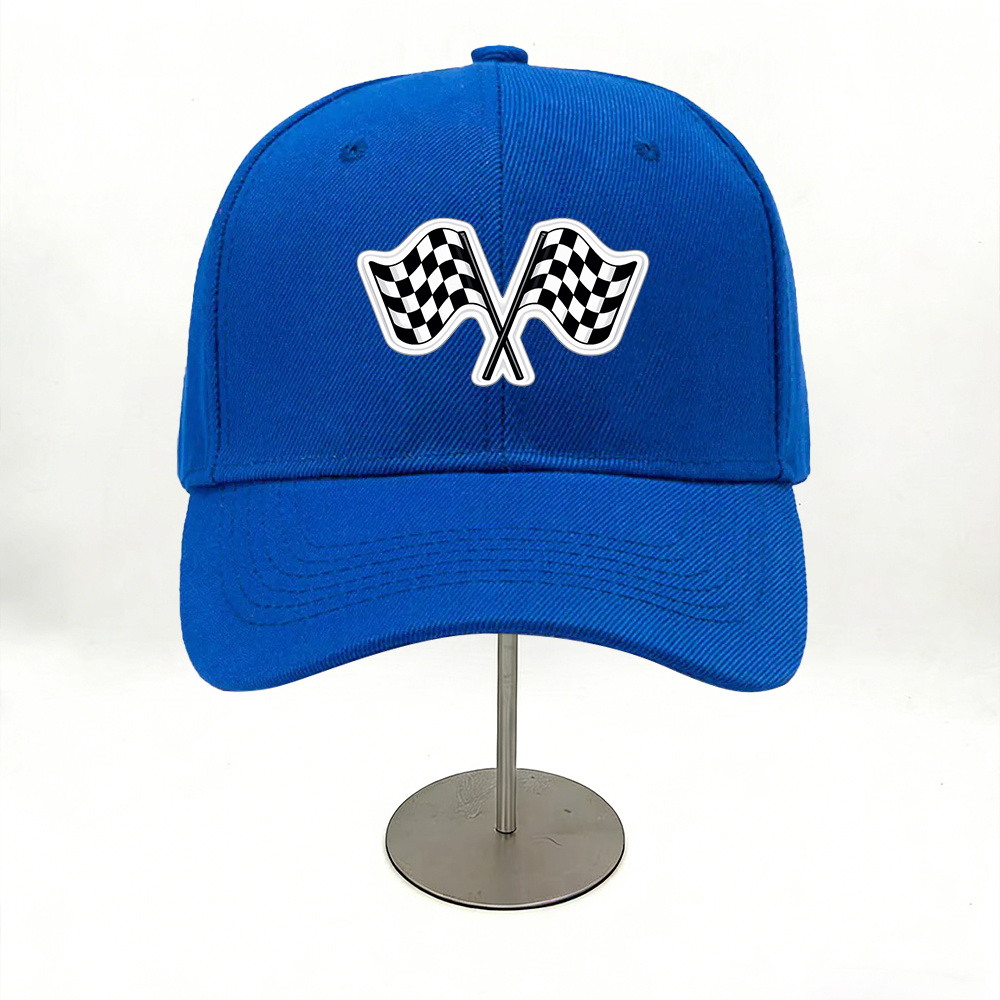 TEMU A Easy Navy Baseball Printed With Racing Checkered Flags. Designed With -and-white Checkered Flag Pattern That Embodies Speed And Passion