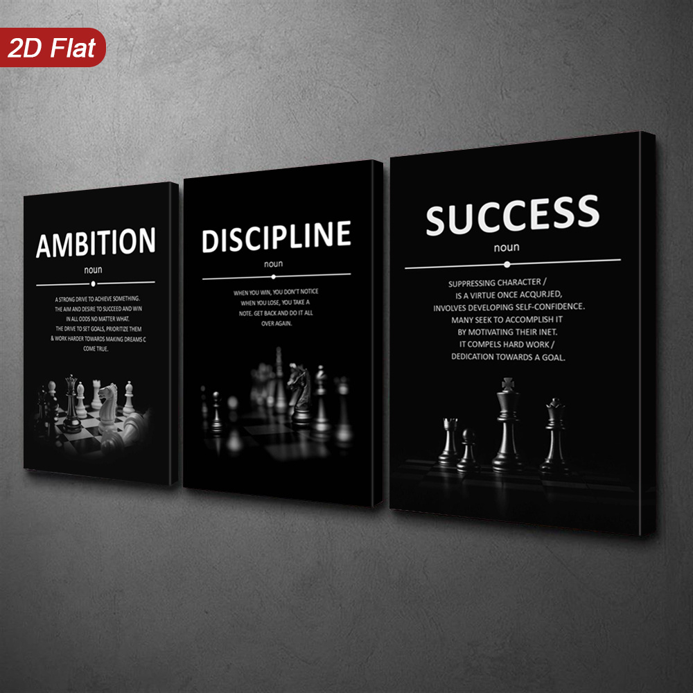 item picture 2d flat 2d flat 3pcs framed   wall decor discipline canvas decor painting success art prints poster fashion wall art     for living room bedroom kitchen home decorations holiday gifts with frame
