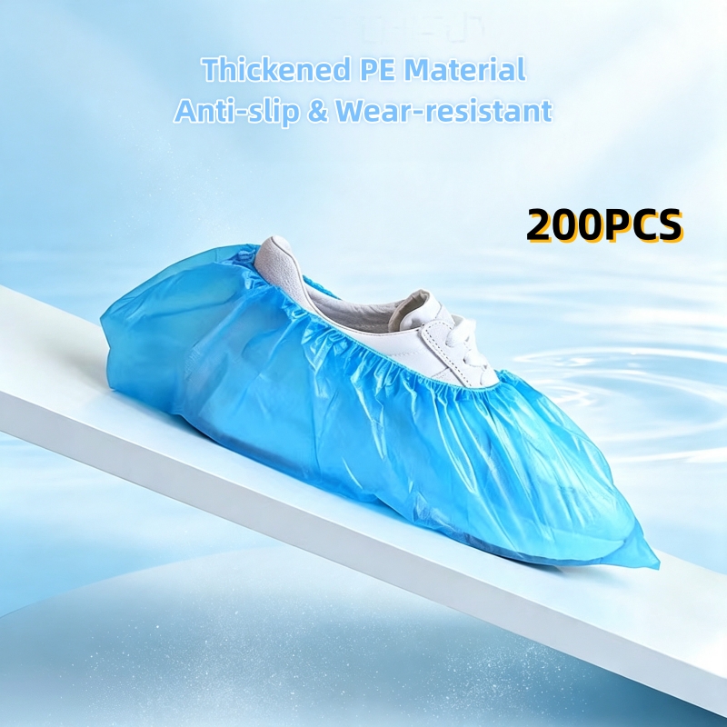 TEMU Lot de 200 protège-chaussures jetables universels, en plastique résistante à l', , et de construction, revêtements de sol -taches et -rayures