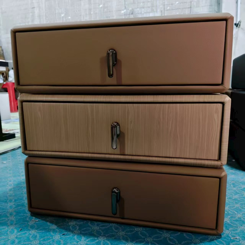 This Modern Three-Layer Wooden Bedside Table Features a Minimalist Design in White And Walnut Wood. It Offers Ample Storage Space for The Bedroom, Is Structurally Stable, Easy to Assemble, And Has a Scratch-Resistant Easy Decorative End