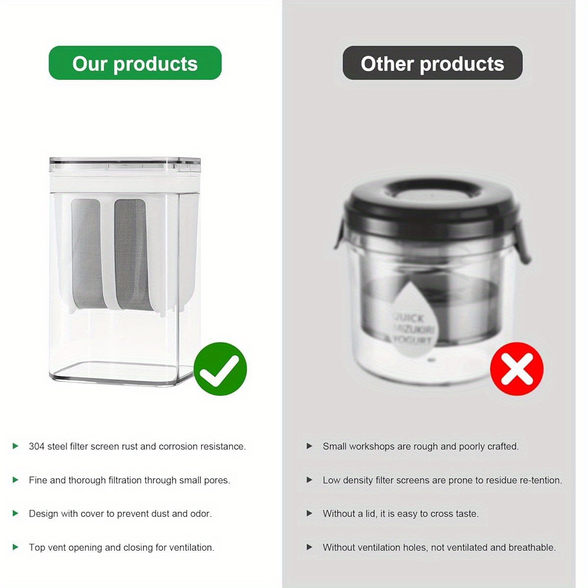 37.2oz multi-functional   maker strainer   mesh bag & lid - durable plastic thick yogurt, soy milk,  , berries, soup,  , coffee - no electricity needed, portable kitchen tool, yogurt making machine, sleek kitchenware, transparent container details 5