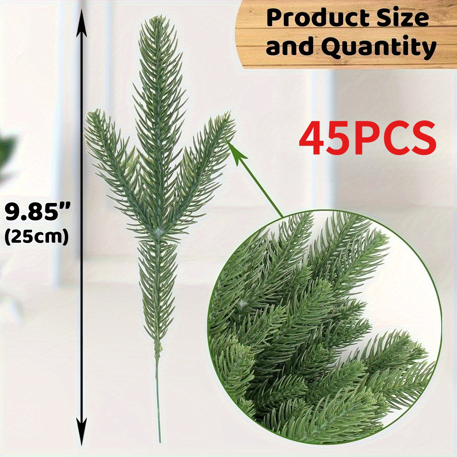 Image of 45pcs Realistic Artificial Pine Branches With Needles - Indoor/outdoor Fake Pine For Christmas Tree Decor, Diy Wreaths, Garland & Modern Home - Heavy For Bulk Decor (plastic Pine, No Container