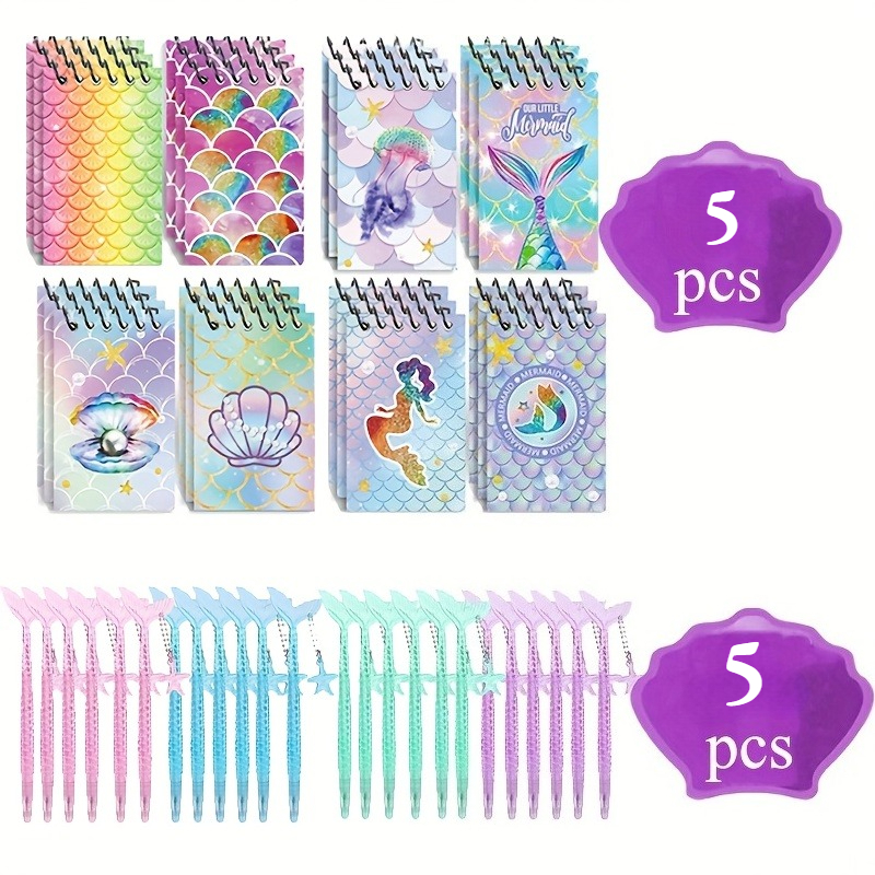 TEMU Gift For Her/him 10pcs Sheet Mermaid Mini Spiral Notebook With Black Pen Ocean-themed Party Supplies Birthday Gifts Graduation Souvenirs Holiday