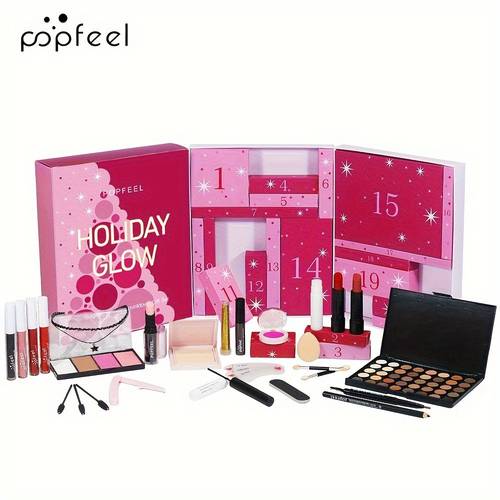 popfeed 24 grid holiday countdown gift box womens mixed color cosmetics set creamy texture holiday new year celebration makeup set holiday birthday mothers day gifts