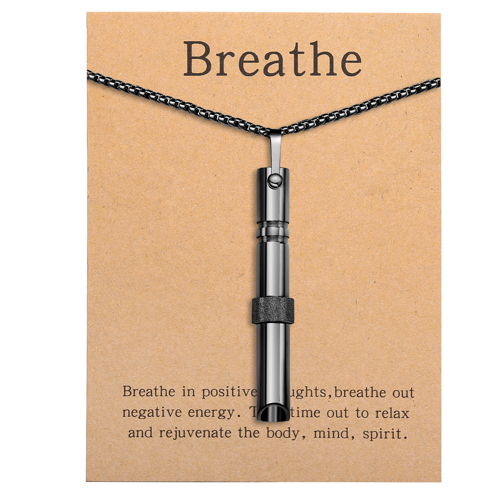 titanium steel meditation breathing necklace used to relieve anxiety   stress mindfulness breathing necklace suitable for womens mens breathing necklace tools relieve anxiety and stress meditation tools details 3