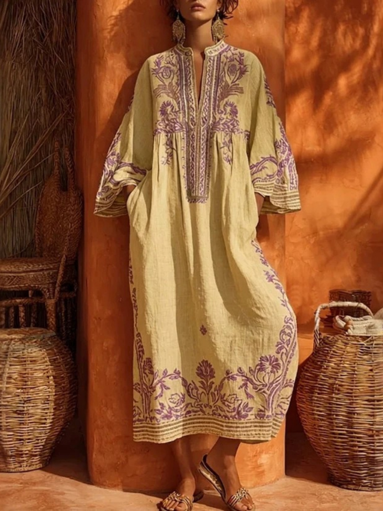 brown embroidered rose dress temu for women sold on United States Vintage Top-Muster