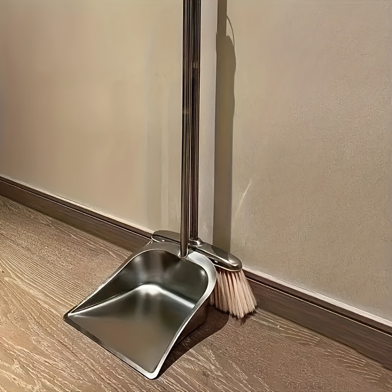 durable stainless steel broom and dustpan set with slant     cleaning combo for home office and school   hard floor surface practical cleaning tools modern broom design stainless steel construction broom and dustpan set Product details 3