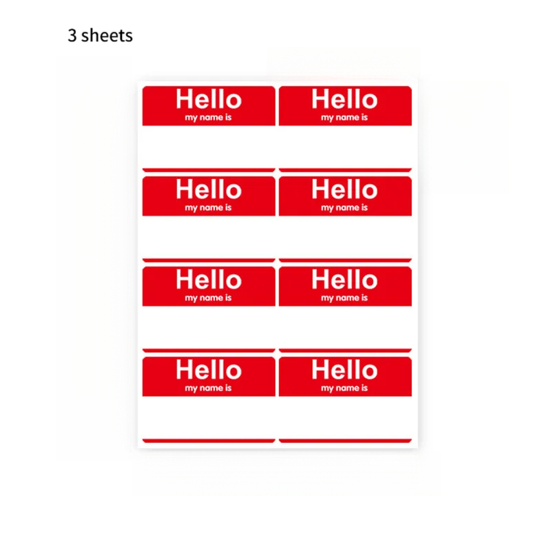 TEMU 24 étiquettes (3 feuilles, 8 pièces par feuille) Autocollants pour étiquettes de nom, étiquettes de nom vierges à écrire, autocollantes pour