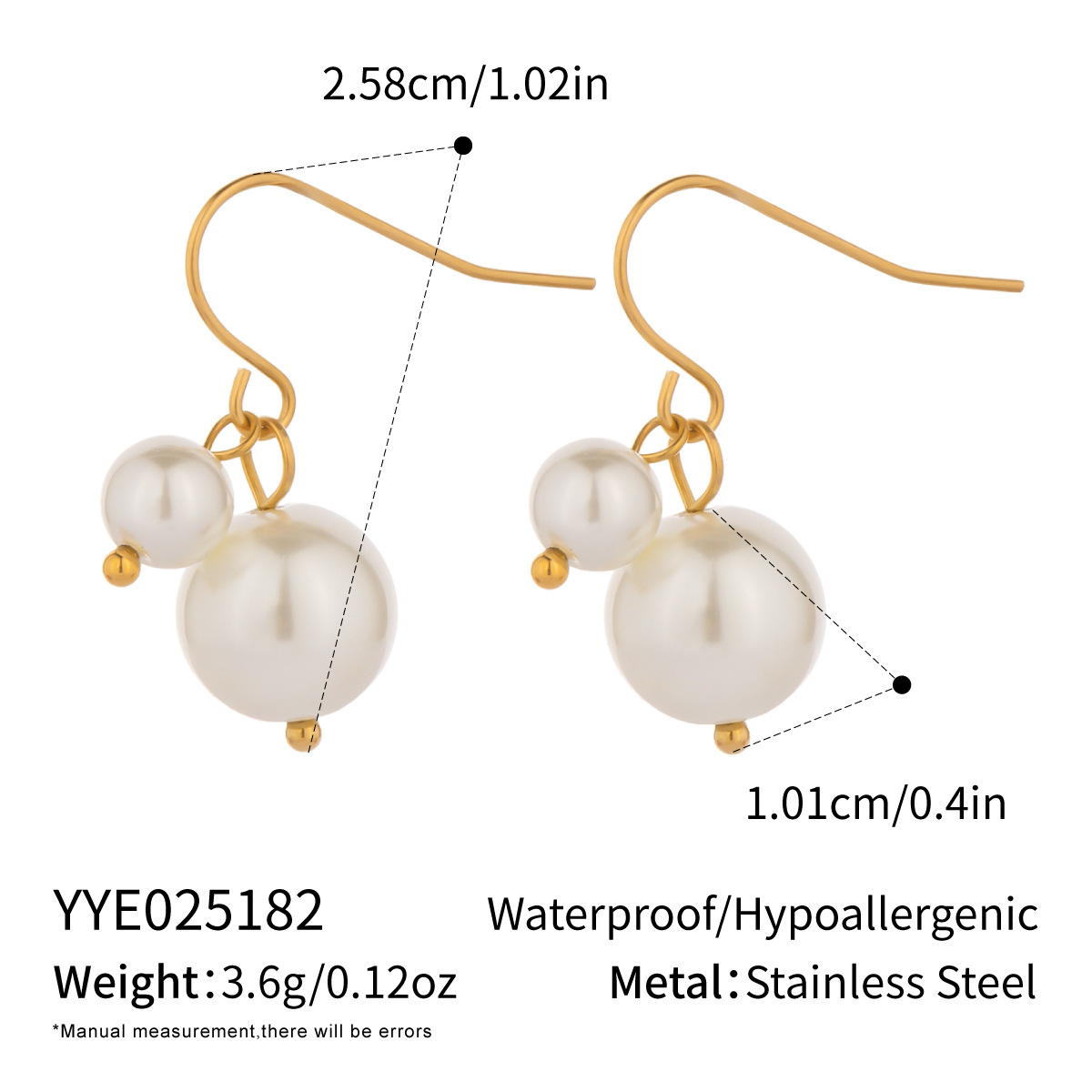 Women's Elegant High-Gloss Stainless Steel Fish-Hook Earrings