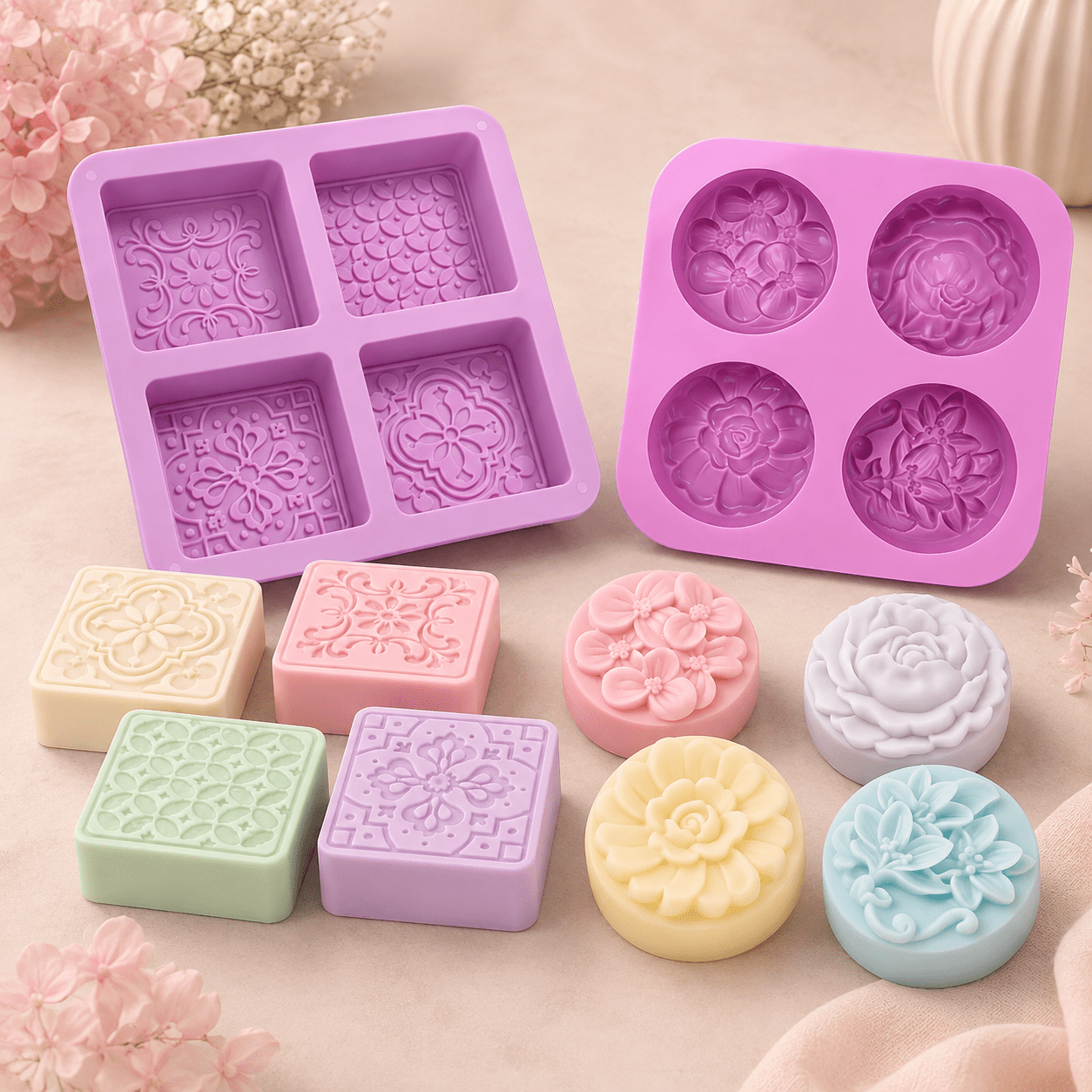 TEMU 2pcs Soap Mold Soap Making Molds, Silicone Soap Molds For Soap Making, Candle Making, For Lotion Wax Melts, Diy Handmade Craft Tools