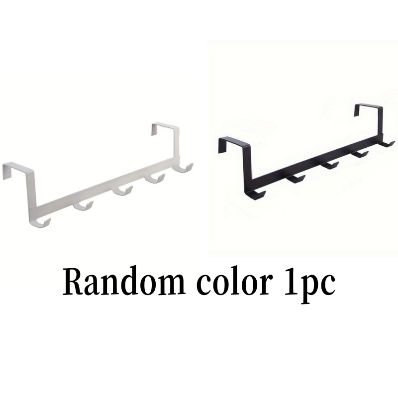 TEMU 1 Random Color Modern Over-the-door Hook Rack - No-drill Over-the-door Hooks, Five-row Over-the-door Clothes Hooks, Hat And Bag Organizer,