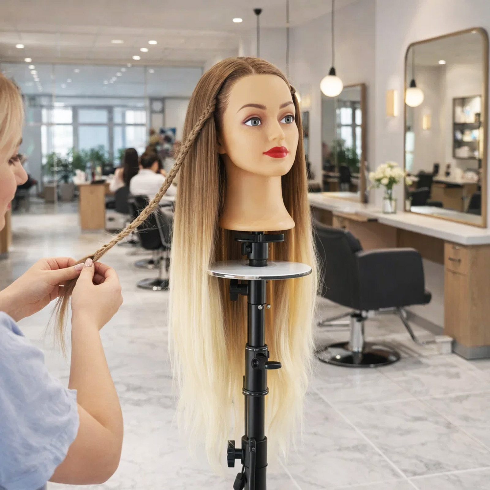 Image of 24 Inch Training Head | Trintion Synthetic Fiber Hair Styling Head For Hairdressers, Salon Mannequin Doll