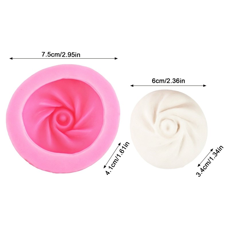 TEMU Bun Shape Silicone Mold For Chocolate Mousse Cake, Realistic Pleated Baking Mold For Candle Making And Dessert Decoration, Heat Resistant Home