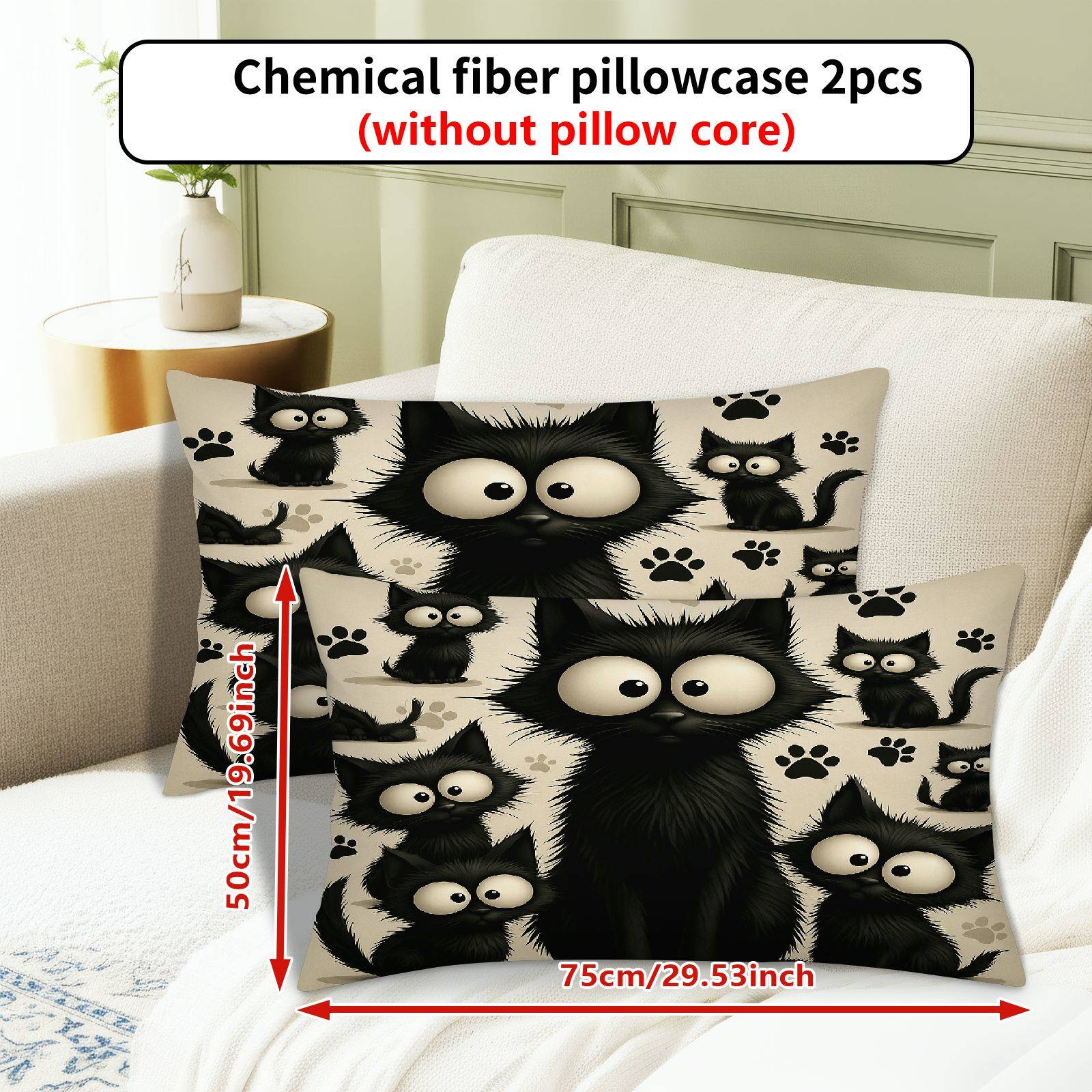 TEMU 2pcs Cat Paw Printed Pillowcase, ( Pillow Inserts Not Included), Perfect For Home Decor, Pillow Core Not Included, Decorative Pillow Covers For
