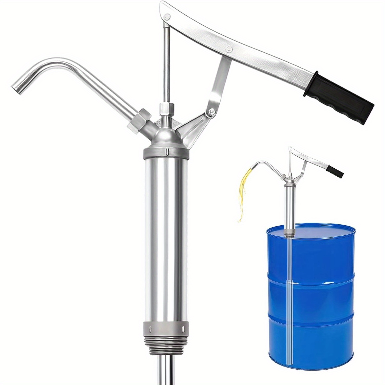 TEMU 55 Gallon Oil Pump Hand Pump, Efficient Lever Action Bucket Pump With Telescopic Suction Tube For 15-55 Gallon Barrels, Lever Pump Ideal For