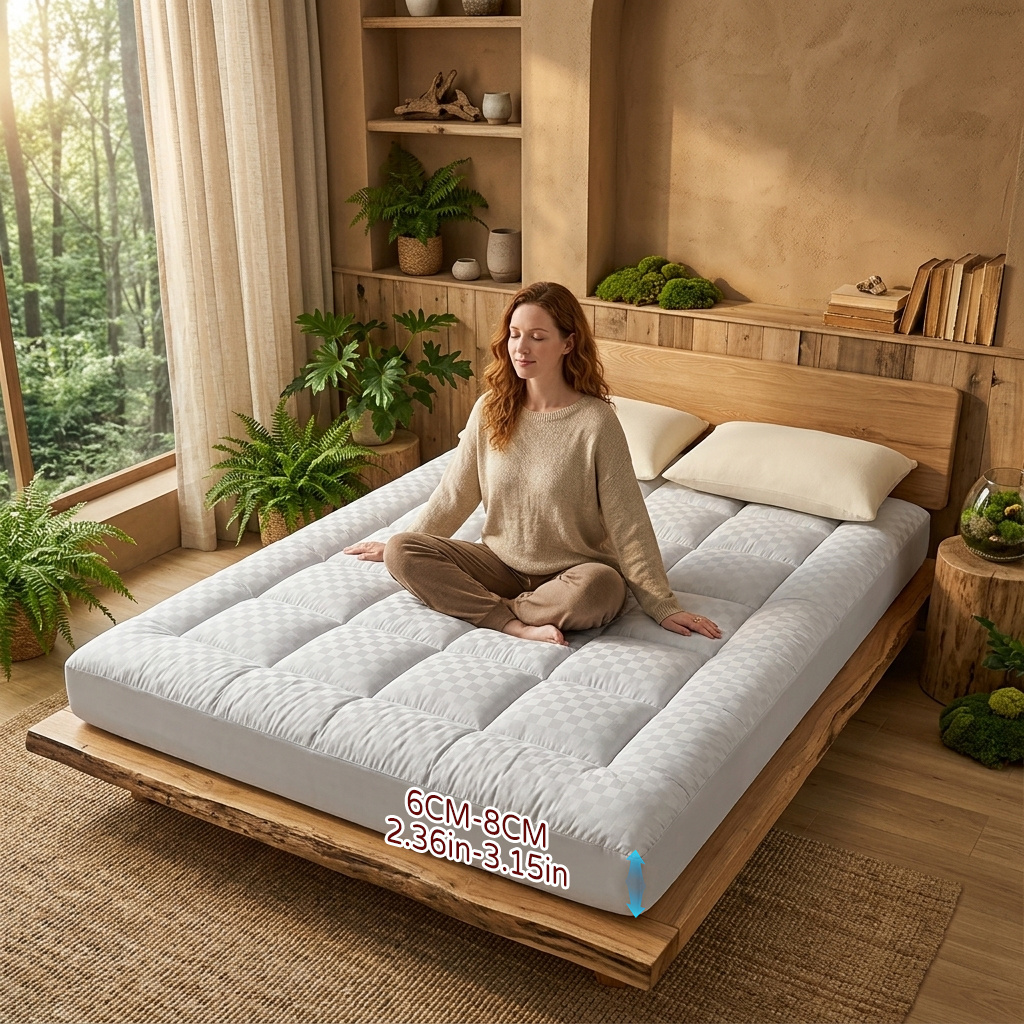 Image of Fluffy Foldable Floor Mattress Thick Tatami Sleeping Pad For Dorm Bedroom Or Rv Travel