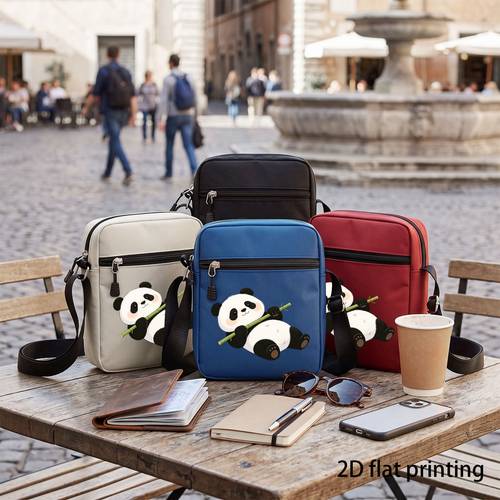 niedliche panda-print herren crossbody bag zum tragen mit bambus, lässige vielseitige schultertasche, leichte handyhülle, münzfach, verstellbarer riemen, trendiges modeaccessoire, in verschiedenen farben erhältlich, für den täglichen weg zur arbeit und outdoor-aktivitäten, geschenkidee