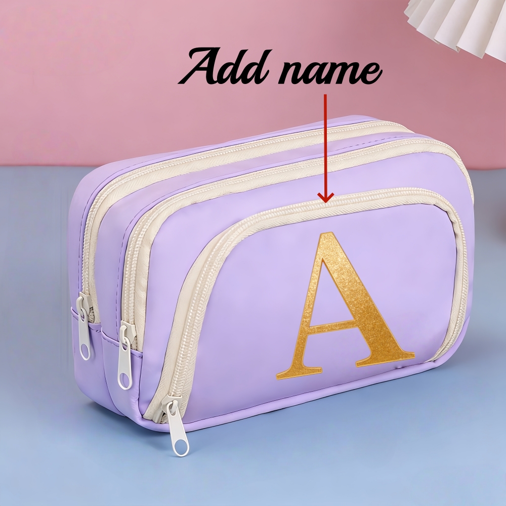 TEMU Trousse à crayons à compartiments de grande avec design personnalisable, sac à papeterie élégant et boîte à crayons