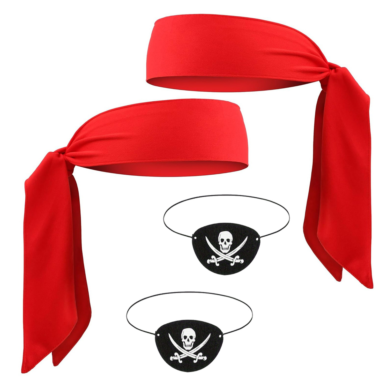 

4pcs Pirate Turban And Set, Red Novelty Pirate Accessories, Costume Supplies For , Ideal For Halloween, Christmas, Easter Parties - No Electricity Needed