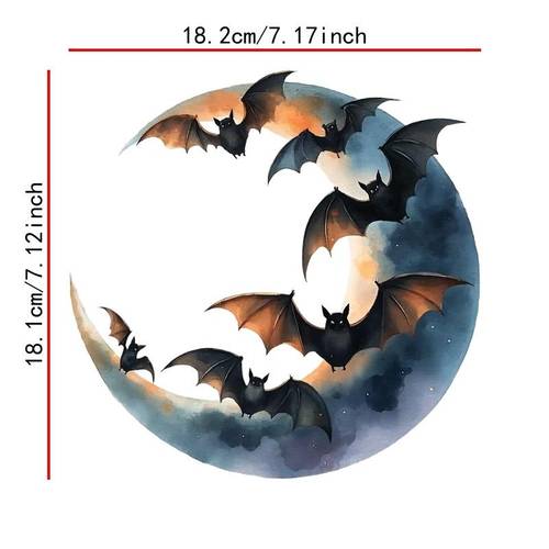 item picture bats in sky heat transfer patch 2d flat design iron on washable suitable for t shirts jeans sweaters tote bags pillows cushions and pillowcases 2d flat