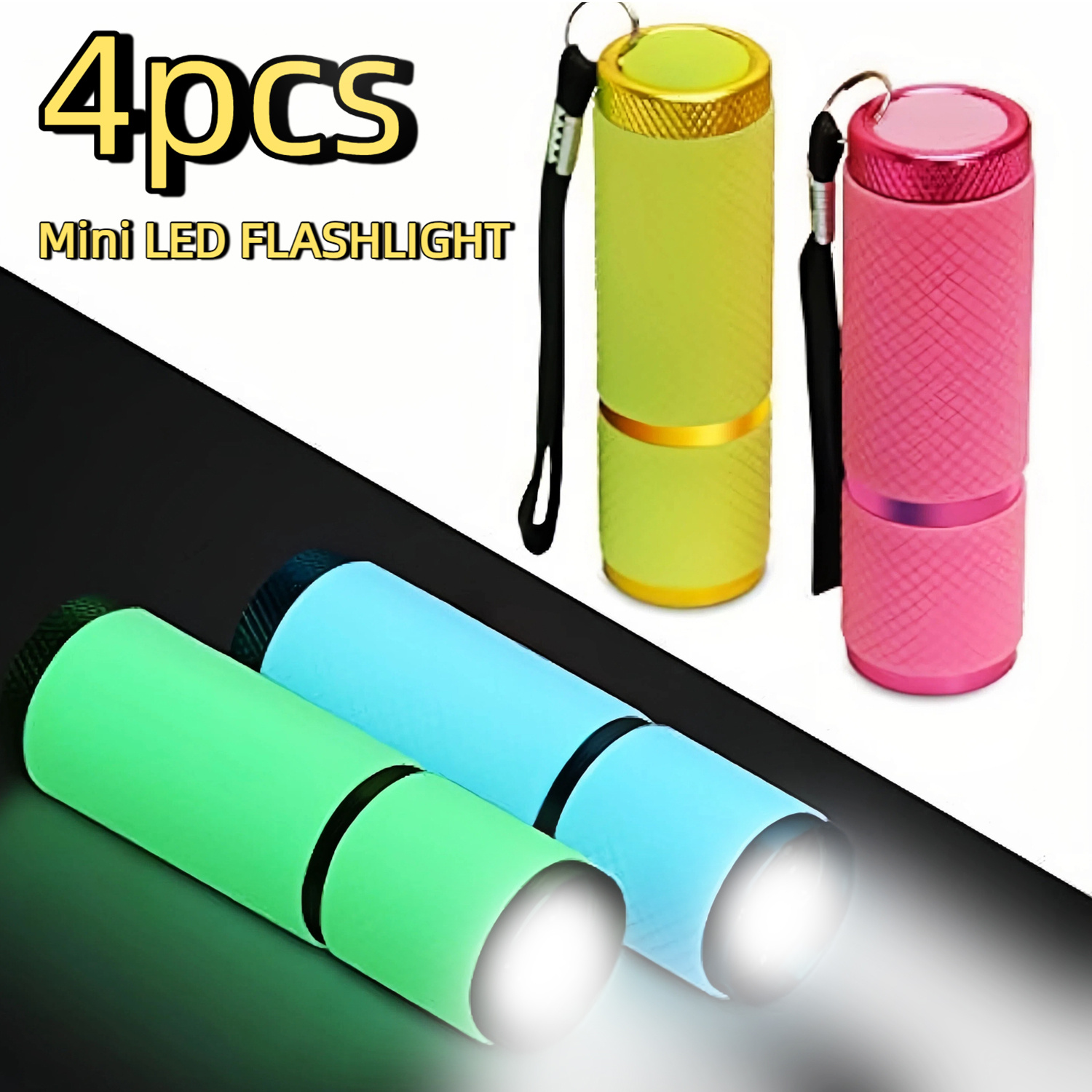 TEMU 4pcs Mini Lampe de Poche LED avec Cordon - Lampe Portable Compacte pour Bagage et d' (Piles Non Incluses)