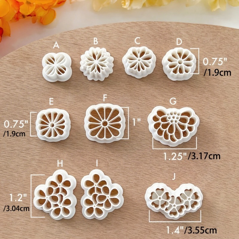 TEMU 10pcs Spring Floral Polymer Clay Cutter | Spring Clay Cutting Tool Set | Earring Making Tools | Polymer Clay Tools | Floral Shape Clay Molds