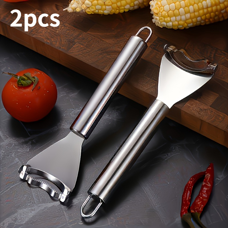 TEMU 2-pack High-quality Stainless Steel Corn Peelers, Kitchen Gadgets, Corn Shucking Knife, Corn Separator. Durable Stainless Steel Corn Remover -