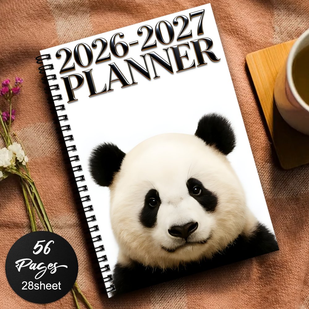 TEMU 1pc 2026- Spiral Notebook Journal, Office School Supplies, Perfect For Diary Daily With Cute Panda Design,record Book