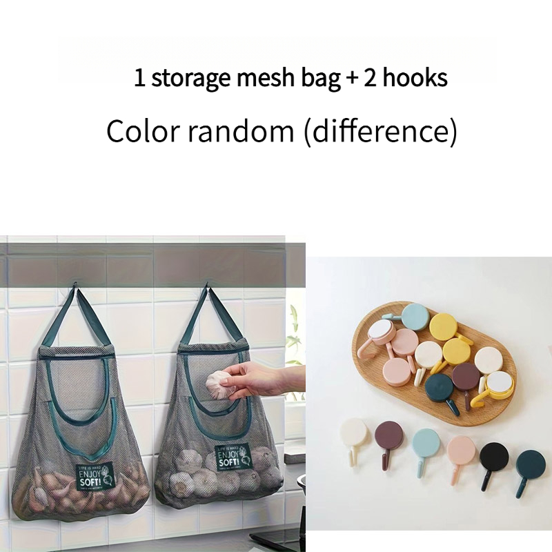 TEMU 3 (1 Sac Suspendu + 2 Crochets) Peut Transporter Fruits et Légumes. Le Sac Suspendu est Aléatoire et est un Sac de Rangement de Cuisine