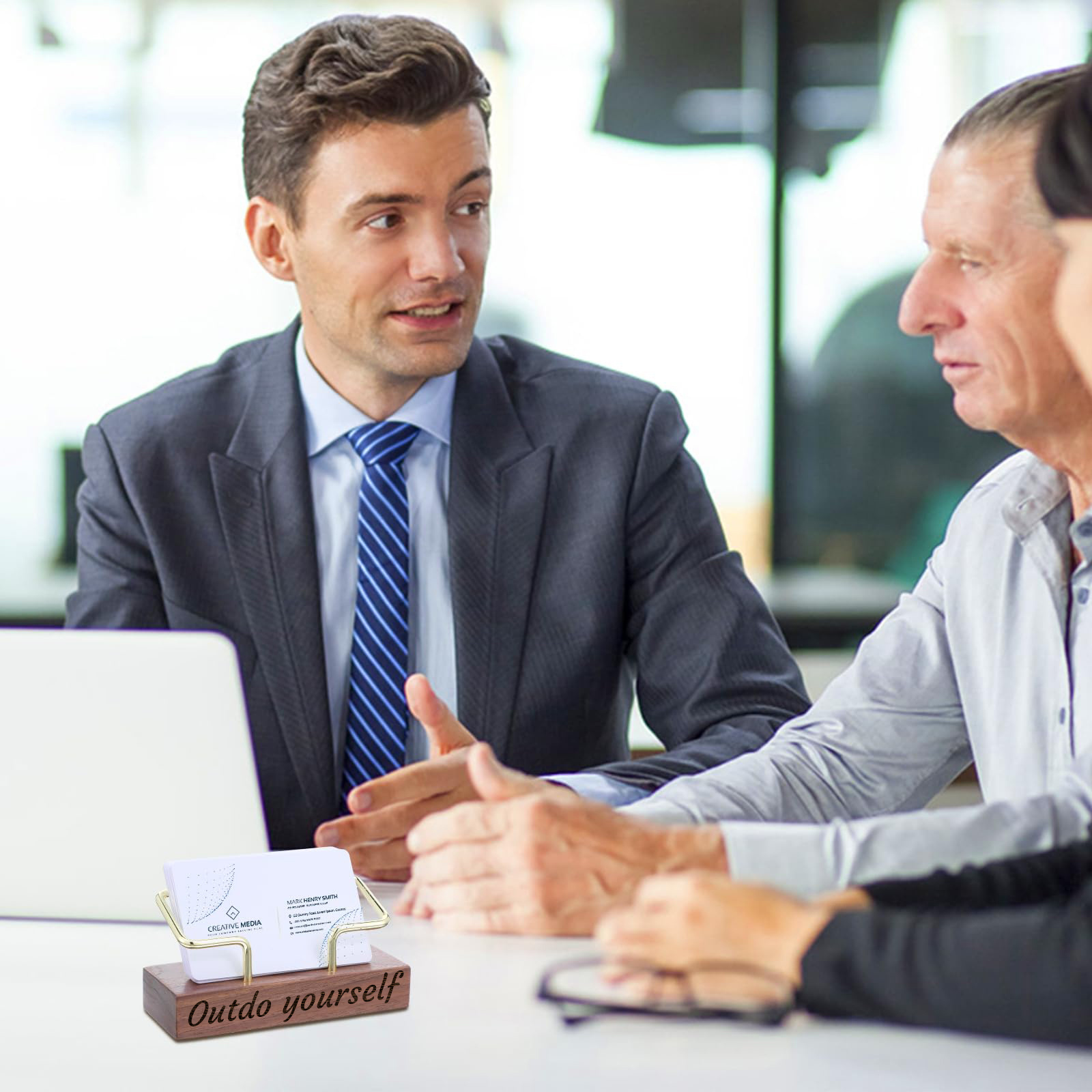 Personalized Wooden Business Card Holder - Custom Engraved Name & Company - Elegant Desktop Organizer with Golden Accents - Professional Gift for Executives, Weddings, Anniversaries, Christmas, Valentine'S Day - Durable Iron Material, Business Card Holder for Desk, Executive Gift Item, Sophisticated Design, Quality Craftsmanship, gift purchasing for boyfriend for christmas in and morocco., Desktop Organizer, Elegant Storage, Business Stationery, Professional Accessory, Customized
